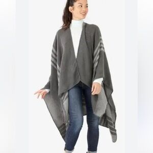 BB Dakota Reversible Stripe Poncho One Size Lagenlook travel